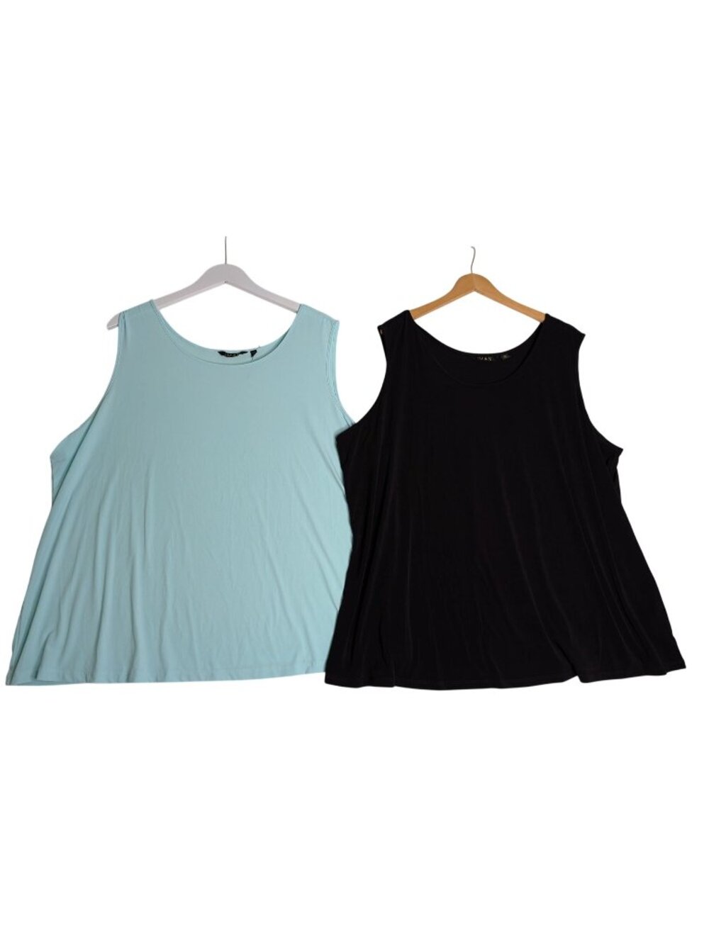 Iman Set Of 2 Sleeveless Tanks Mint Green & Black Size 3X Soft Wrinkle free